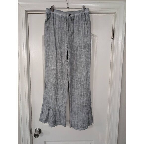 Soft Surroundings Raleigh Gauze Pants‎ women's small gray ruffle hem flowy - Picture 2 of 7